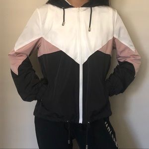 Windbreaker / Jacket white, pink, and black